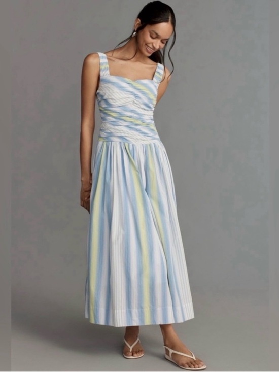 Anthropologie Dresses & Skirts - NWT Anthropologie Smocked Stripe Maxi Dress | Blue White Green | Size L